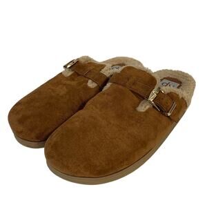 DV by Dolce Vita Womens Size 11 Cognac Brown Sherpa Lined Slide On Clog Shoes